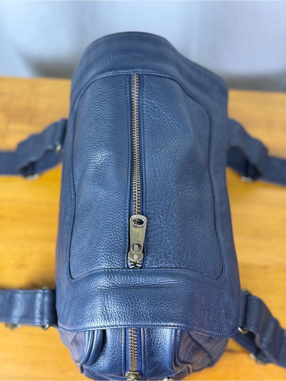 Marc Jacobs Vintage Y2K Navy Leather Satchel Shoulder Bag with Floral Lining EUC - Picture 5 of 14